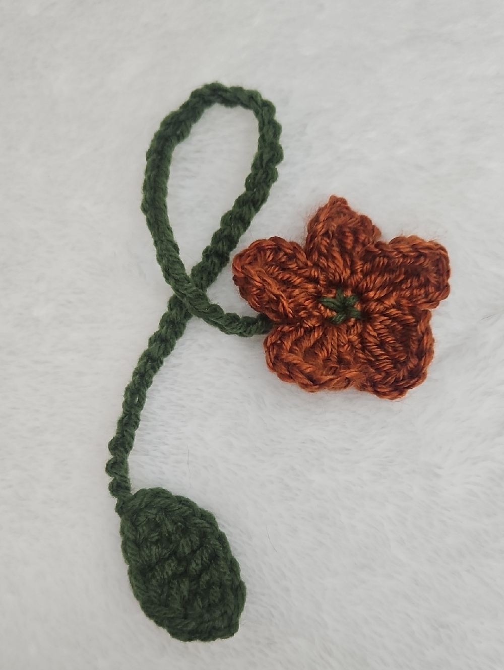 Crochet Copper Flower Bookmark